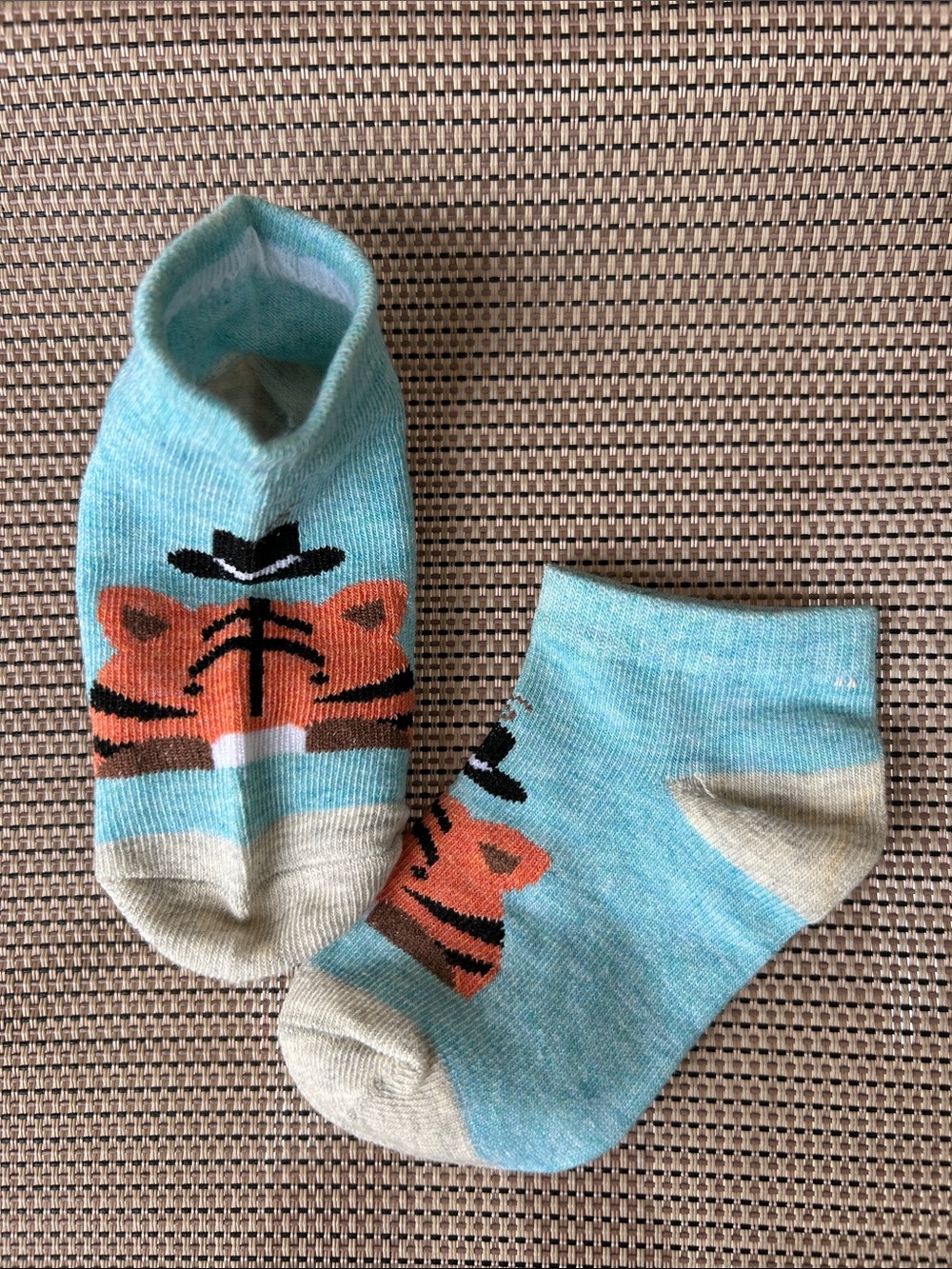 Light Blue Tiger Ankle Socks for kids  - No Brand
